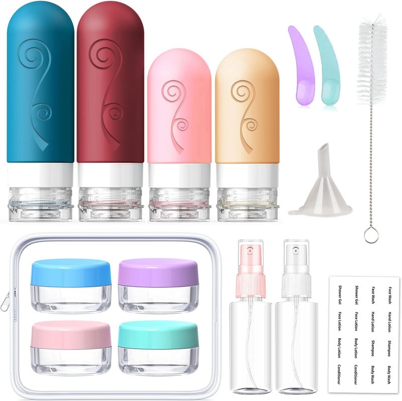 vodvob 16 Pack Travel Bottles Set for Toiletries, TSA Approved Travel Containers Leak Proof Silicone Squeezable Travel Accessories 2oz 3oz for Shampoo Conditioner Lotion Body Wash (BPA Free) (Multicolored) - Image 2